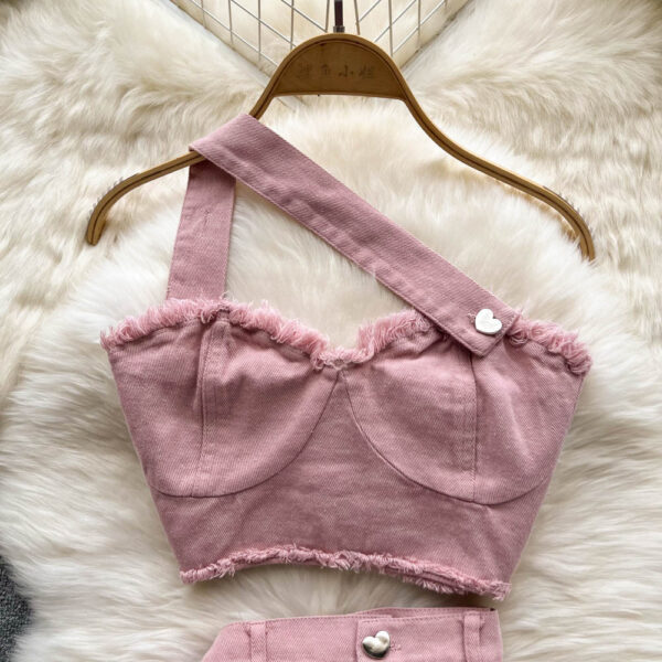 Pink Denin Elegant Outfit - Image 4