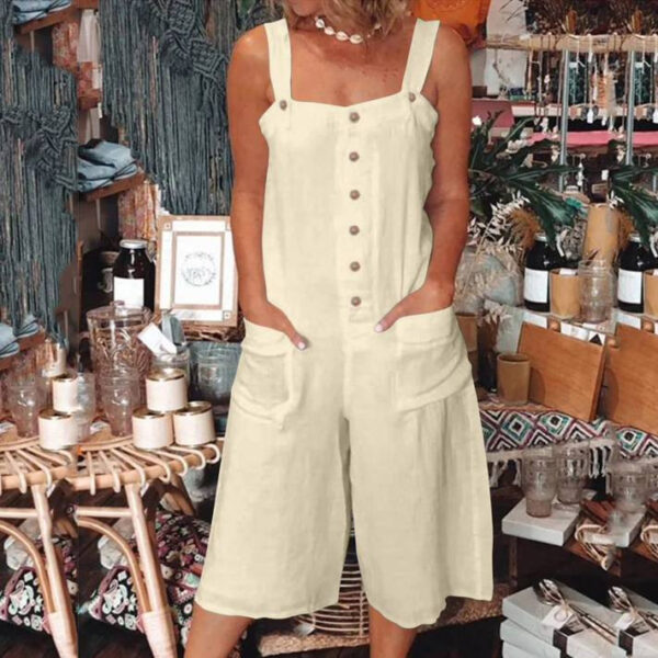 Pocket Button Casual Jumpsuit For Women - Image 2