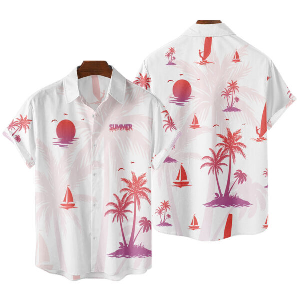 Men's Striped Shirt Striped Print Short - Image 9