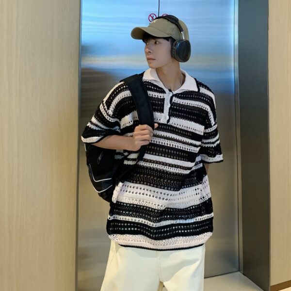 Lapel Retro Color Striped Sweater Spring - Image 4