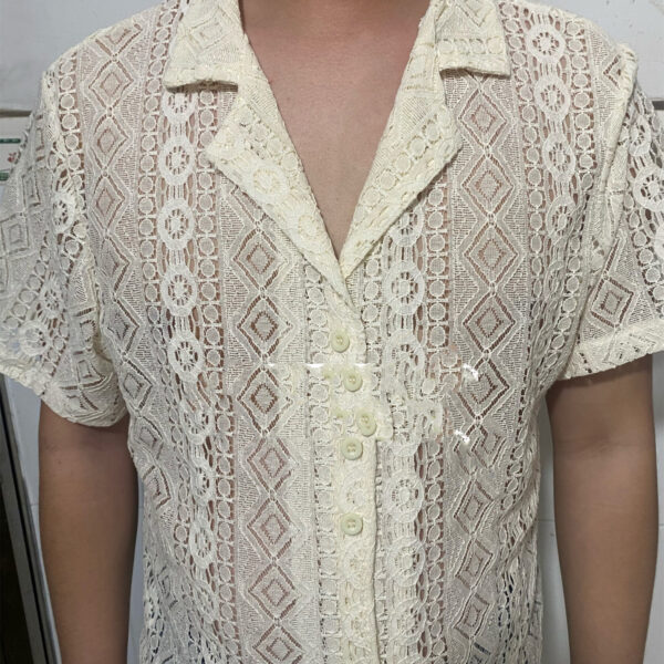 Lace Shirt Hollow Out See-through - Image 6