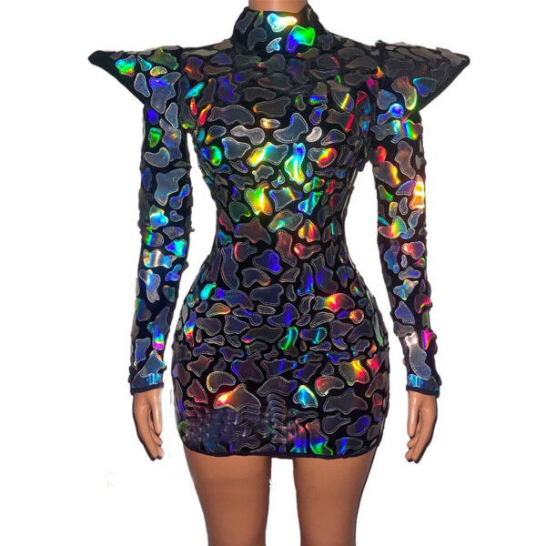 Cloth Mirrored Long-sleeved Dress - Image 6