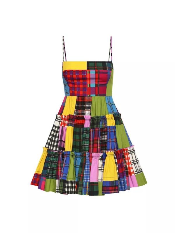 Plaid Printed Slip Dress For Women - Image 4