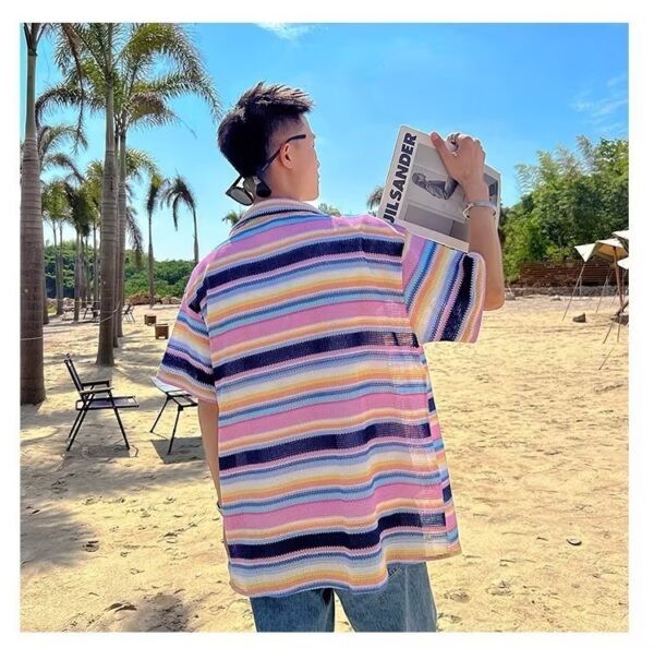Tropical Striped Lazy Atmosphere Casual Shirt - Image 6