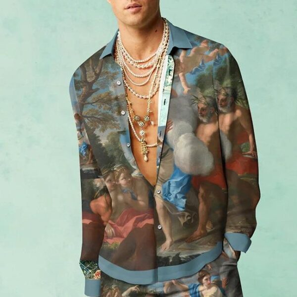 Printed Men's Long-sleeved Shirt Loose Casual - Image 5