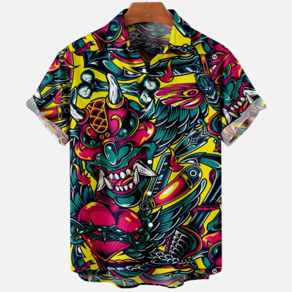 Printing Lapel Short Sleeve Shirt - Image 7