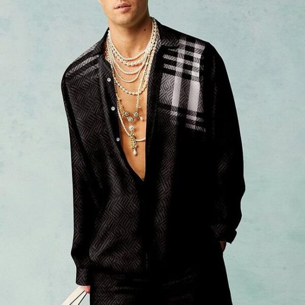 Printed Men's Long-sleeved Shirt Loose Casual - Image 4