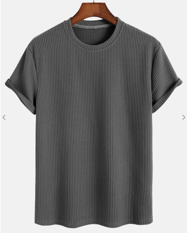 Solid Color Loose Round Neck T-shirt - Image 3