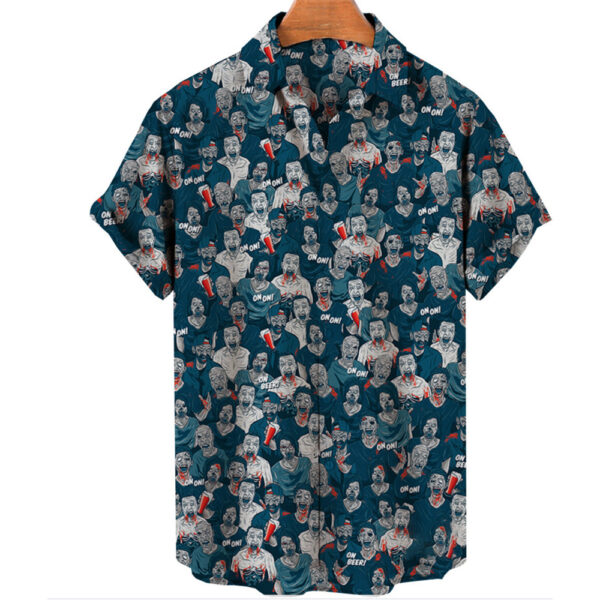 Printing Lapel Short Sleeve Shirt - Image 5