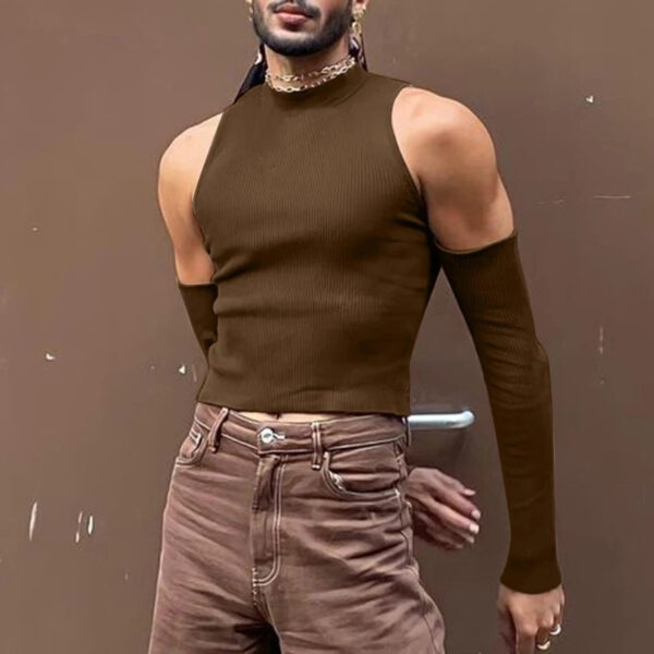 Off-the-shoulder Long Sleeve Casual Turtleneck T-shirt - Image 5