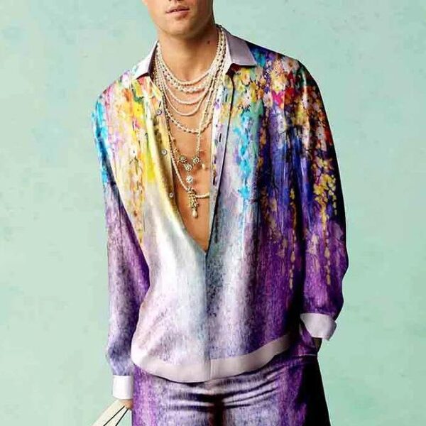 Printed Men's Long-sleeved Shirt Loose Casual - Image 10