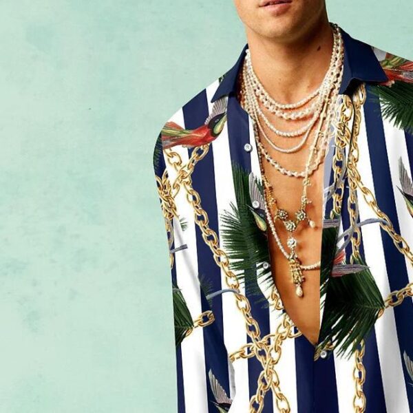 Printed Men's Long-sleeved Shirt Loose Casual - Image 6