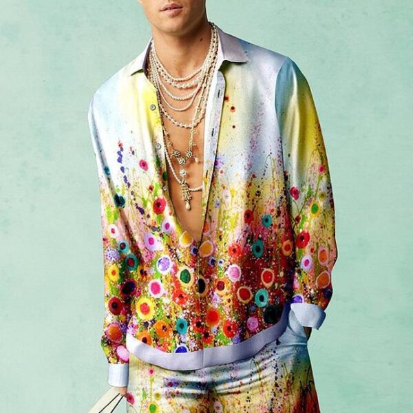 Printed Men's Long-sleeved Shirt Loose Casual - Image 2