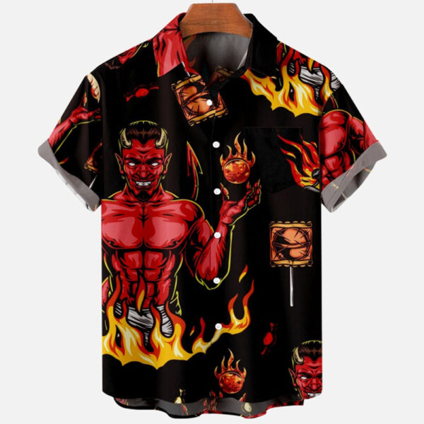 Printing Lapel Short Sleeve Shirt - Image 3