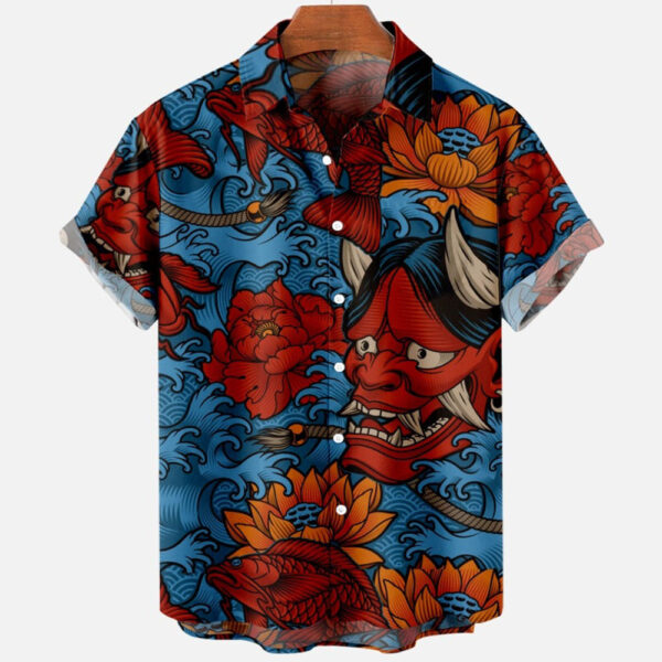 Printing Lapel Short Sleeve Shirt - Image 9