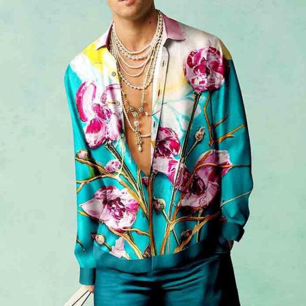 Printed Men's Long-sleeved Shirt Loose Casual - Image 9