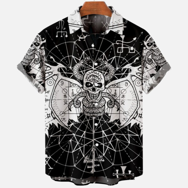 Printing Lapel Short Sleeve Shirt - Image 4