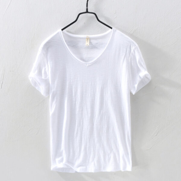 Simple Cotton Thin Breathable Slim Fit Short T-shirt - Image 3