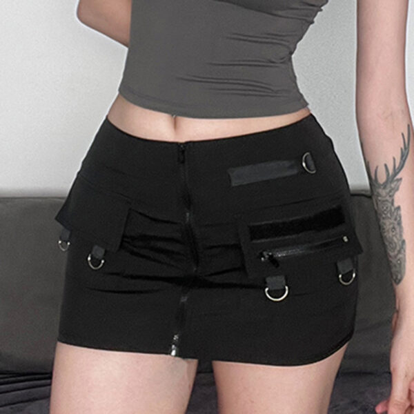 Stitching Metal Buckle Hip Skirt - Image 4