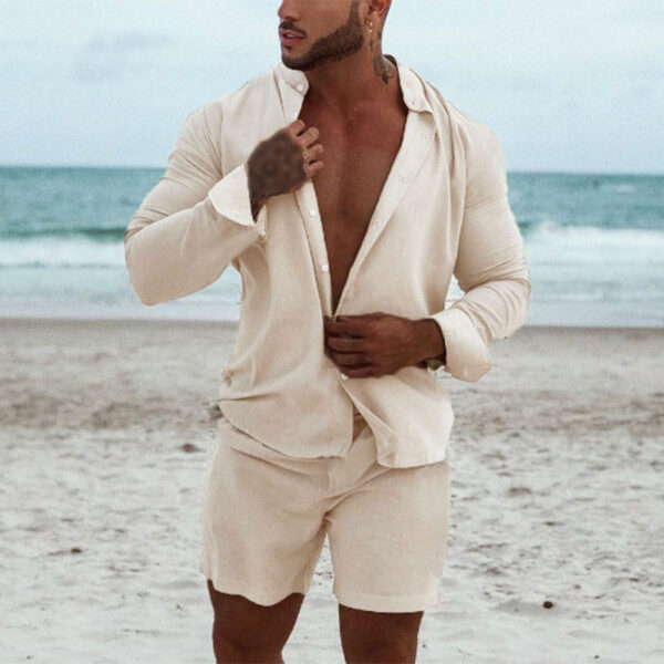 Long Sleeve Shirt Shorts Two Piece