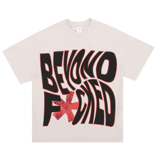 Letter Printing Round Neck Short Sleeve T-shirt - Image 2