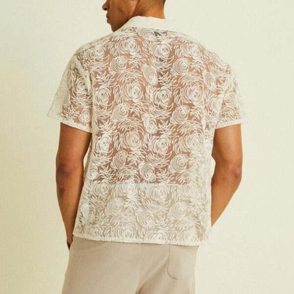 Casual Draping Hollow Lace Shirt Top - Image 4