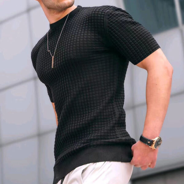 Round Neck Stretch Casual Trend Top T-Shirt - Image 2