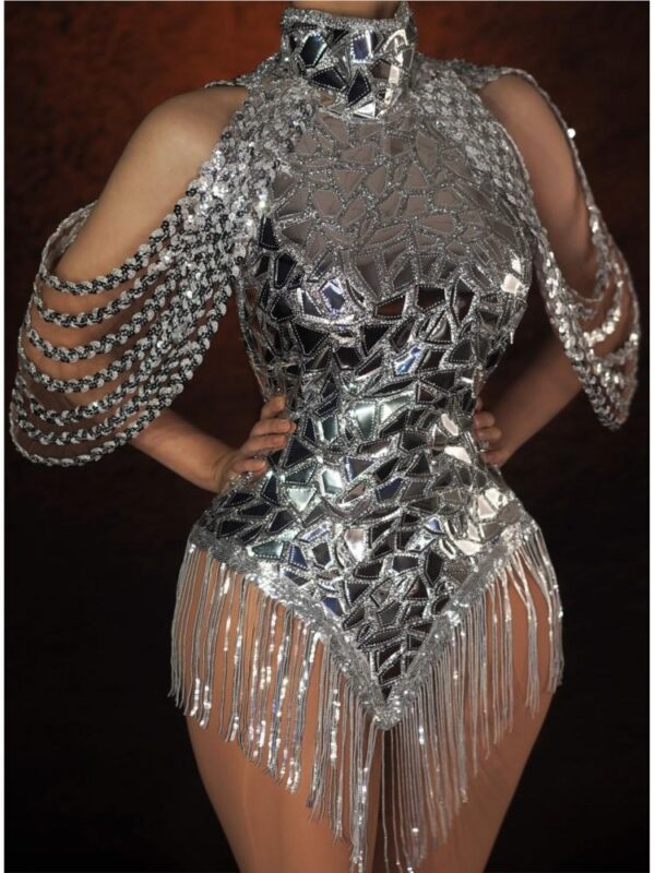 Rhinestones Women Luxury Rave Dress - Image 3