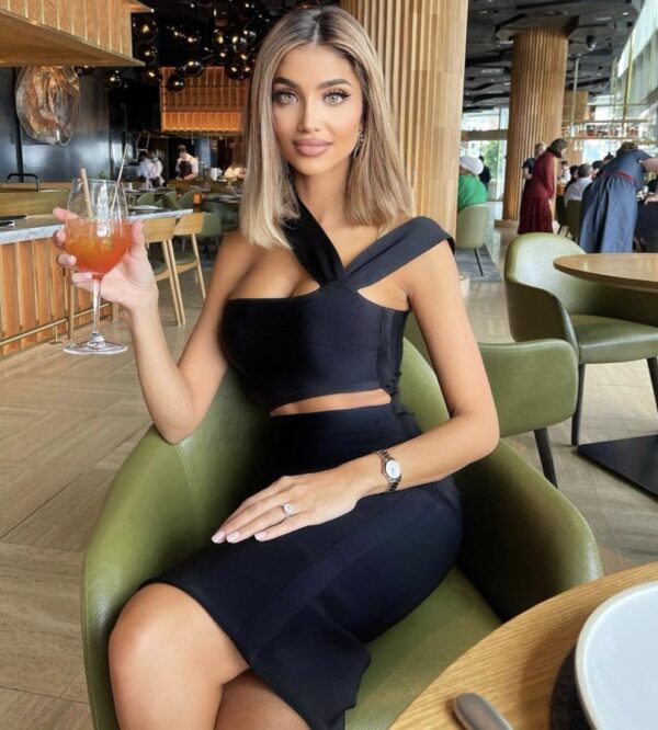 Sultry Off-Shoulder Midriff-Baring Ensemble Dress - Image 6