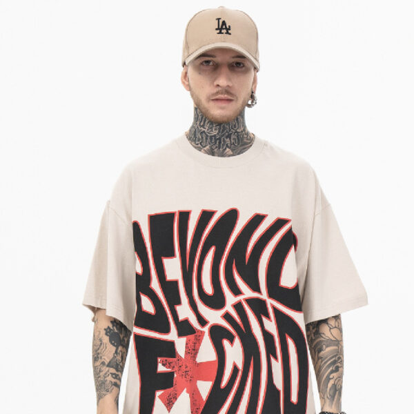 Letter Printing Round Neck Short Sleeve T-shirt
