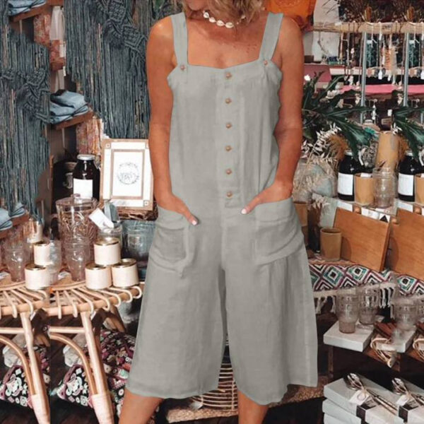Pocket Button Casual Jumpsuit For Women - Image 6