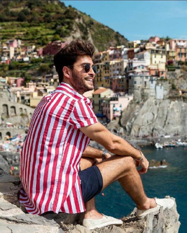 Striped Casual Men's Shirt Short Sleeve