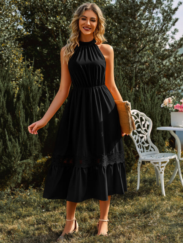 Sleeveless Halter Lace Dress - Image 3