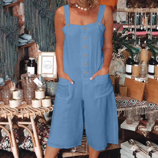 Pocket Button Casual Jumpsuit For Women - Image 3