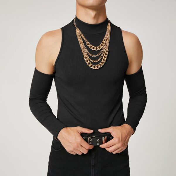Off-the-shoulder Long Sleeve Casual Turtleneck T-shirt