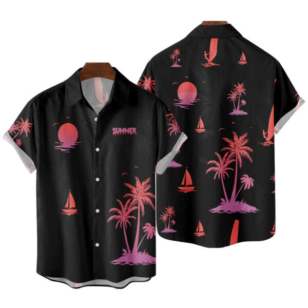 Men's Striped Shirt Striped Print Short - Image 6