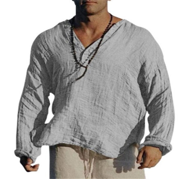 Summer Loose Cotton Linen Casual Shirt - Image 3