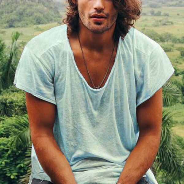 Solid Color Cotton-like Casual Thin Short-sleeved T-shirt - Image 7