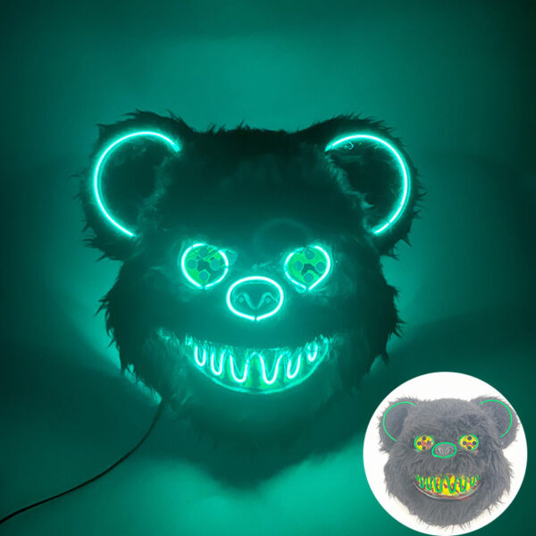 Horror Thriller Bloody Bear EL Luminous Music Festival Mask - Image 5