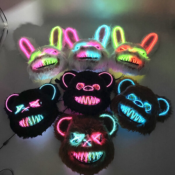 Horror Thriller Bloody Bear EL Luminous Music Festival Mask - Image 2