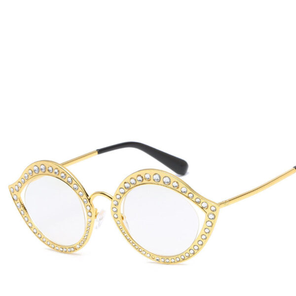 Metal Diamond Frame Cat Eye Sunglasses - Image 4