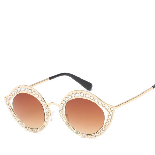 Metal Diamond Frame Cat Eye Sunglasses - Image 3