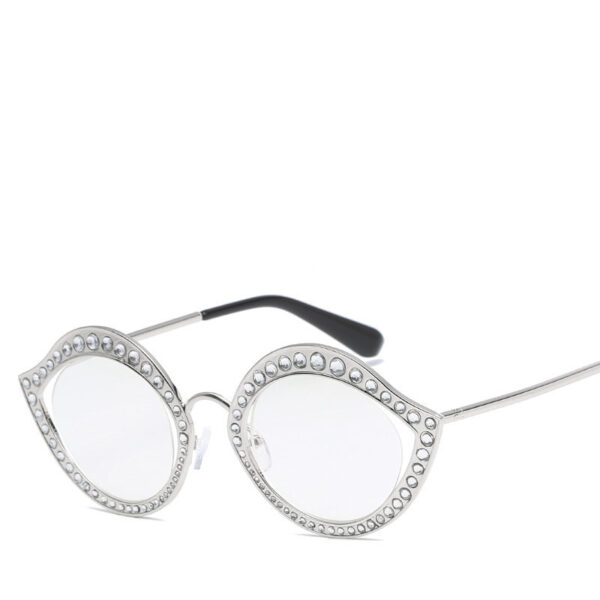 Metal Diamond Frame Cat Eye Sunglasses - Image 5