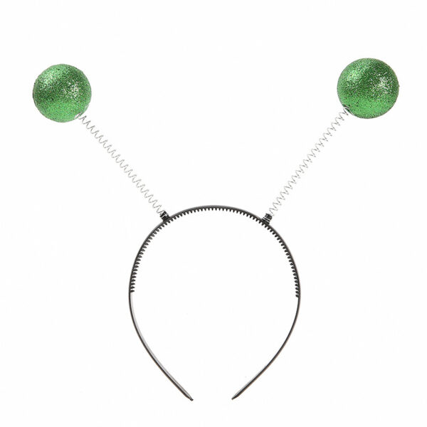 Alien Hair Hoop Silver Green Funny Glasses - Image 2