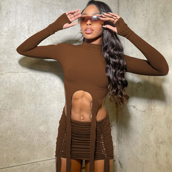 LuxeRave Set: Long Sleeve Top, Fitting Skirt. - Image 6