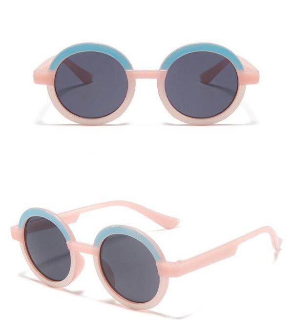 Round Frame Retro Stitching Contrast Sunglasses - Image 5