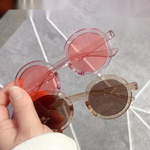 Round Frame Retro Stitching Contrast Sunglasses - Image 3