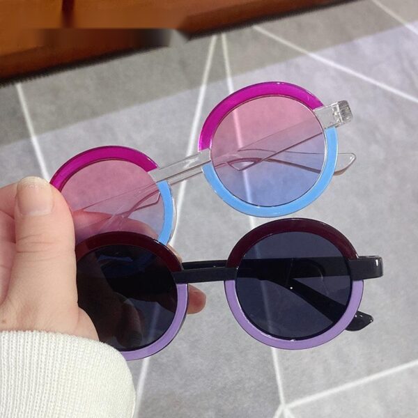 Round Frame Retro Stitching Contrast Sunglasses