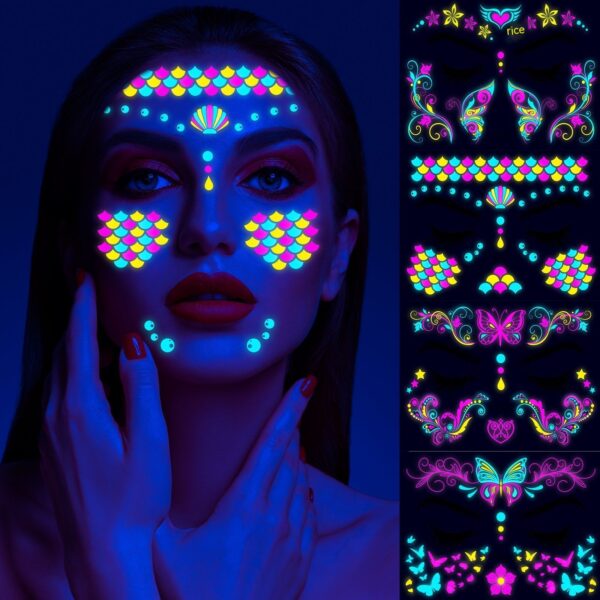 Festival Fluorescent Face Pasters Waterproof Masquerade