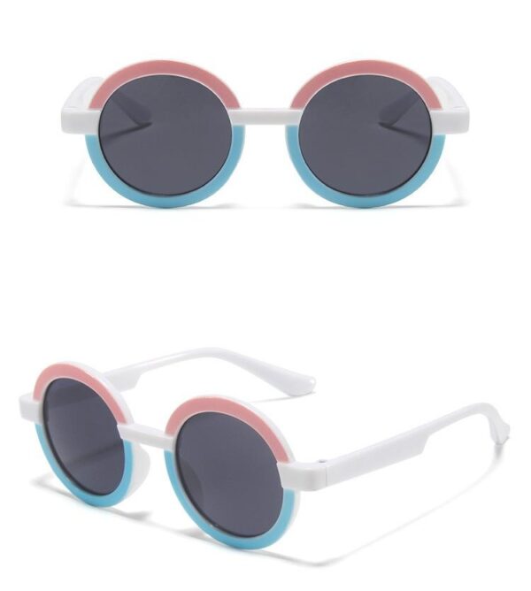 Round Frame Retro Stitching Contrast Sunglasses - Image 6